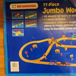 Kid Connection 77-Piece Jumbo Wooden Train Set - Blue/Yellow